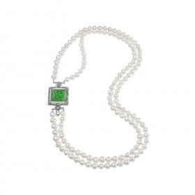 COLLANA GERARDO SACCO DI PERLE CON PASTA VITREA VERDE 27721ve