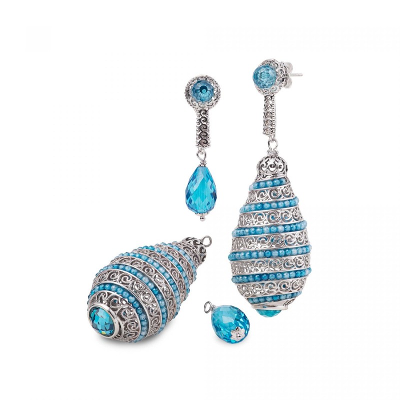 ORECCHINI GERARDO SACCO MAGIA FUSI CON PENDENTE INTERCAMBIABILE 28032AZ