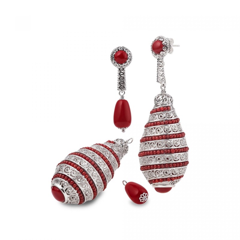 ORECCHINI GERARDO SACCO MAGIA FUSI CON PENDENTE INTERCAMBIABILE 28032CO