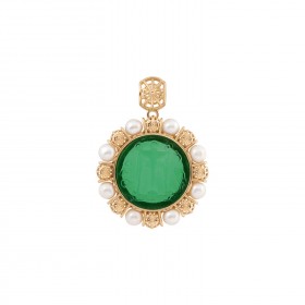 CIONDOLO GERARDO SACCO IN ORO CON PASTA VITREA E PERLE 14318