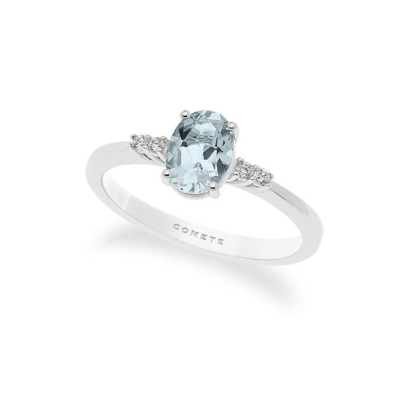 ANELLO COMETE CON ACQUAMARINA E DIAMANTI ANQ 296