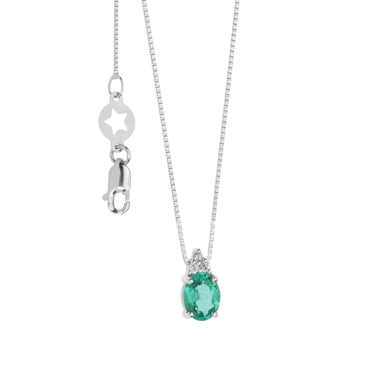 COLLANA COMETE FANTASIA DI COLORE SMERALDO DIAMANTI E ORO GLB 1572