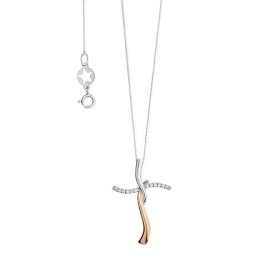 COLLANA COMETE COLLEZIONE CROCI BICOLORE IN ORO E DIAMANTI GLB 1558