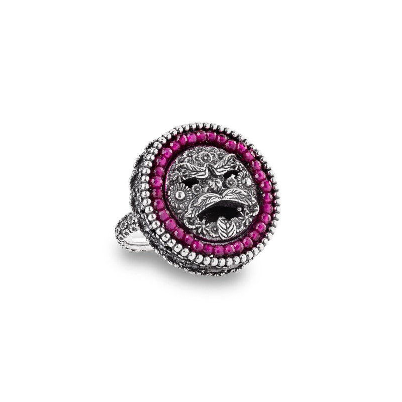ANELLO GERARDO SACCO CON MASCHERA DELL'ARCIMBOLDO E CUBIC ZIRCONIA 50293ro