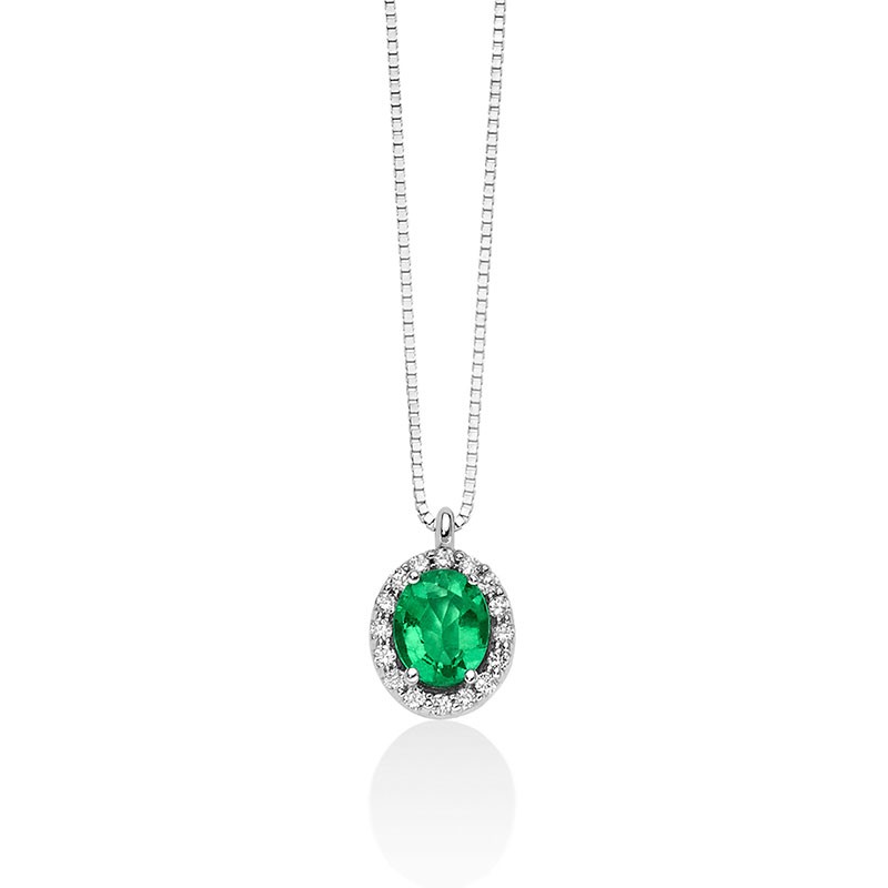 COLLANA MILUNA COLLEZIONE GEMME CON SMERALDO OVALE CLD4094