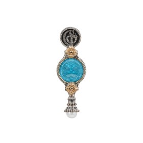 CIONDOLO GERARDO SACCO PASTE VITREE IN ARGENTO E ORO 9KT 35131lagmasc