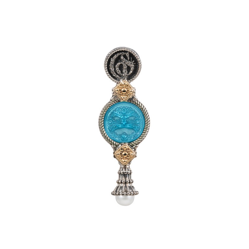 CIONDOLO GERARDO SACCO PASTE VITREE IN ARGENTO E ORO 9KT 35131lagmasc