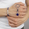 BRACCIALE BOCCADAMO DOPPIO FILO DI PELLE INTRECCIATA BLU E ARGENTO MBR130B