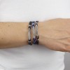BRACCIALE BOCCADAMO DOPPIO FILO DI PELLE NERAE BARRETTA PALLINATA MBR137N