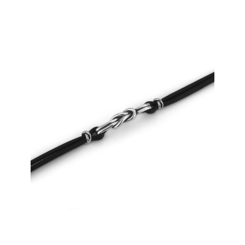 BRACCIALE BOCCADAMO IN PELLE NERA CON NODO PIANO MBR142N
