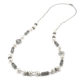 COLLANA GERARDO SACCO PERLE LUNGA ARGENTO ARGENTO BRUNITO CON SIMBOLI MAGNA GRECIA 27992