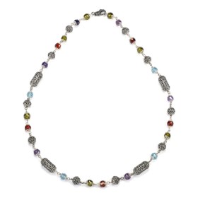 COLLANA GIROCOLLO GERARDO SACCO ARGENTO BRUNITO CON ZIRCONIA SFACCETTATA MULTICOLOR 27977