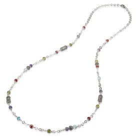 COLLANA GERARDO SACCO LUNGA ARGENTO BRUNITO CON ZIRCONIA SFACCETTATA MULTICOLOR